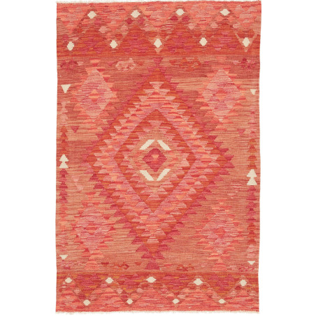 Tappeto Kilim Afghanistan Astratto Rosso Arancio 100x155 Cm