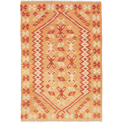 Tappeto Kilim Afghanistan Geometrico Arancio Bordeaux 101x15