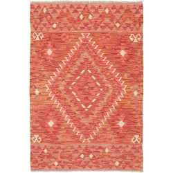 Tappeto Kilim Afghanistan Geometrico Corallo Arancio 98x147
