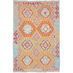 Tappeto Kilim Afghanistan Astratto Azzurro Arancio 108x163 C