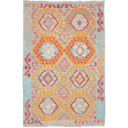 Tappeto Kilim Afghanistan Astratto Azzurro Arancio 108x163 C