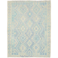 Tappeto Kilim Afghanistan Geometrico Azzurro Bianco Crema 15