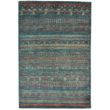 Tappeto Royal Gabbeh Pakistan Geometrico Petrolio Rosso 148x