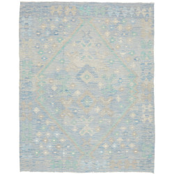 Tappeto Kilim Afghanistan Astratto Azzurro Beige 154x193 Cm