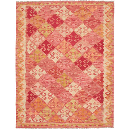 Tappeto Kilim Afghanistan Geometrico Rosso Arancio 156x200 C