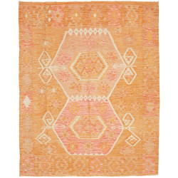 Tappeto Kilim Afghanistan Geometrico Arancio Rosa 156x200 Cm