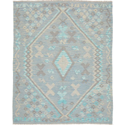 Tappeto Kilim Afghanistan Geometrico Azzurro Grigio 152x194
