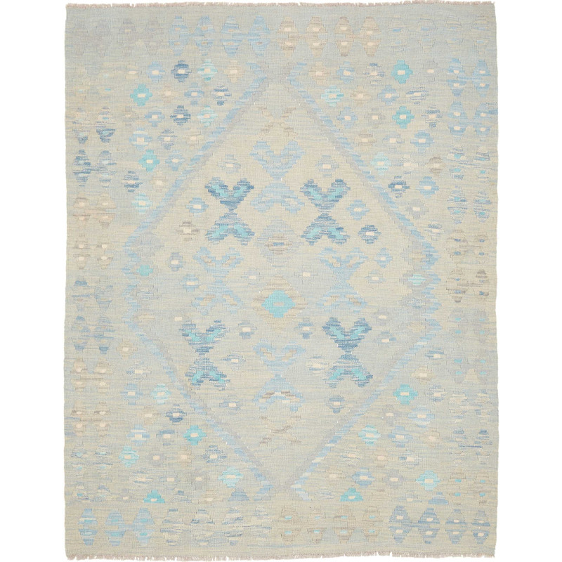 Tappeto Kilim Afghanistan Geometrico Azzurro Grigio Chiaro 1
