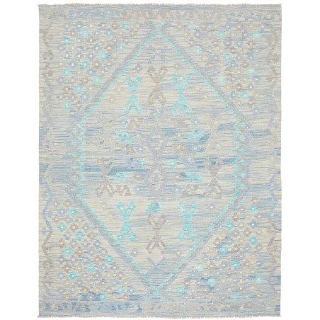 Tappeto Kilim Afghanistan Geometrico Azzurro Grigio 156x203