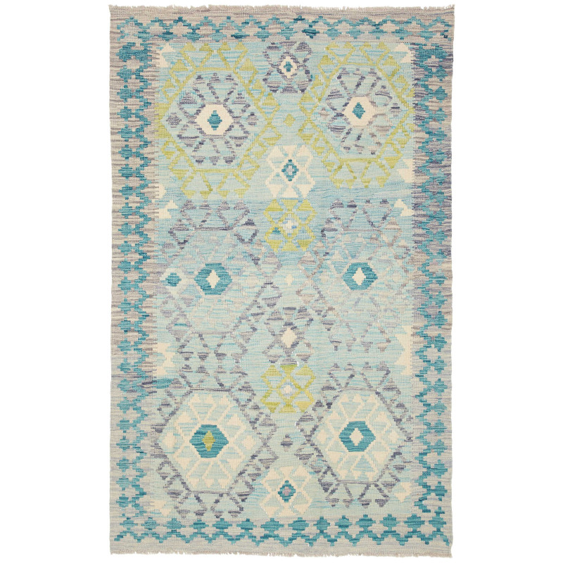 Tappeto Kilim Afghanistan Geometrico Azzurro Verde 120x191 C