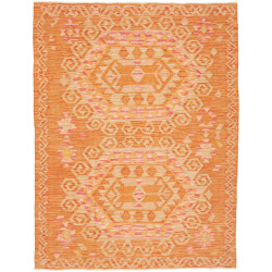 Tappeto Kilim Afghanistan Geometrico Arancione Beige 131x175