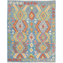 Tappeto Kilim Afghanistan Geometrico Azzurro Multicolore 133