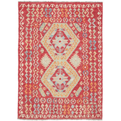 Tappeto Kilim Afghanistan Geometrico Rosso Azzurro 129x179 C