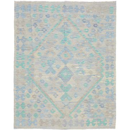 Tappeto Kilim Afghanistan Geometrico Azzurro Verde Menta 154