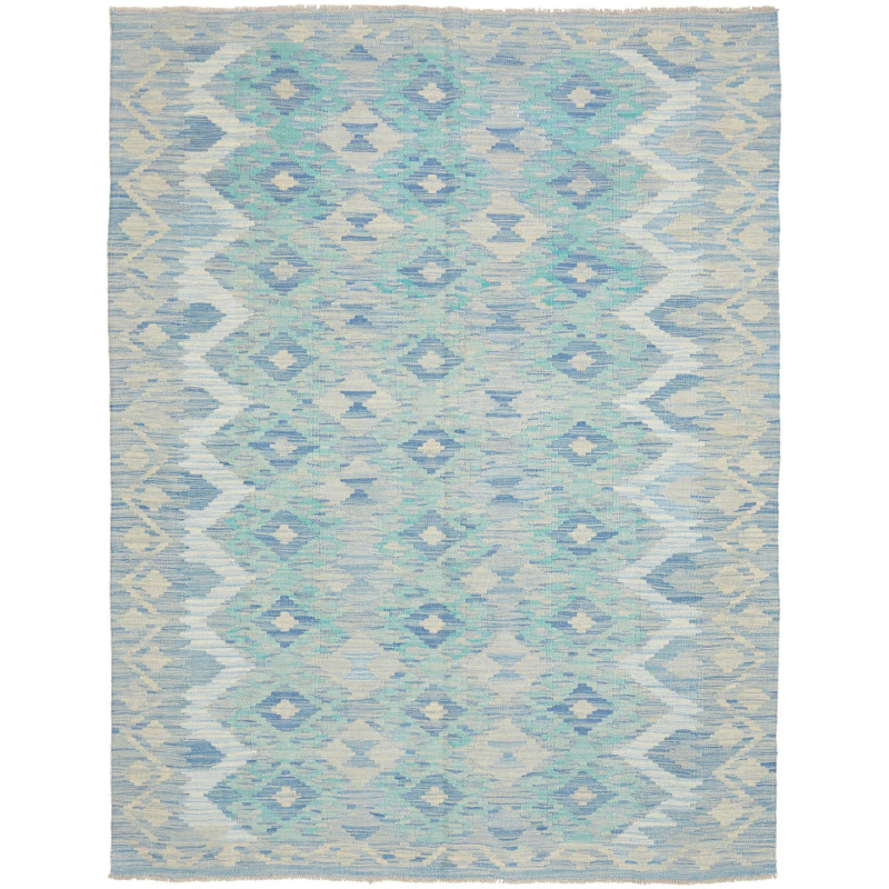 Tappeto Kilim Afghanistan Geometrico Azzurro Turchese Crema