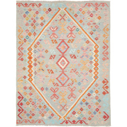 Tappeto Kilim Afghanistan Astratto Grigio Multicolore Vivace