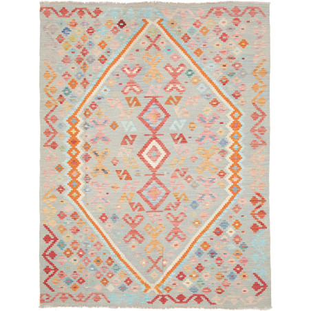 Tappeto Kilim Afghanistan Astratto Grigio Multicolore Vivace