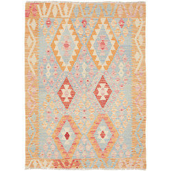 Tappeto Kilim Afghanistan Geometrico Azzurro Arancione Rosa