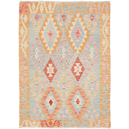 Tappeto Kilim Afghanistan Geometrico Azzurro Arancione Rosa