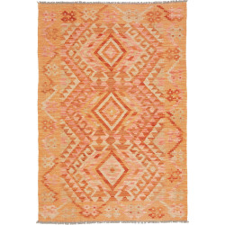 Tappeto Kilim Afghanistan Geometrico Arancio Pesca 102x153 C