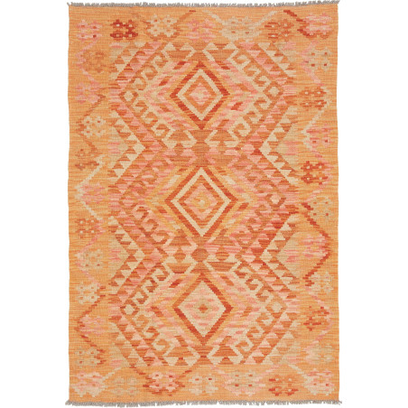 Tappeto Kilim Afghanistan Geometrico Arancio Pesca 102x153 C