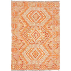 Tappeto Kilim Afghanistan Geometrico Arancione Pesca 103x148