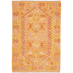 Tappeto Kilim Afghanistan Geometrico Arancio Rosa 102x148 Cm
