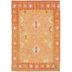 Tappeto Kilim Afghanistan Geometrico Arancio Pesca 102x149 C