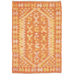 Tappeto Kilim Afghanistan Geometrico Arancio Giallo 100x146