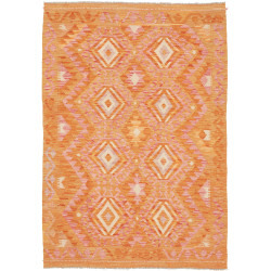 Tappeto Kilim Afghanistan Geometrico Arancione Rosa 121x175