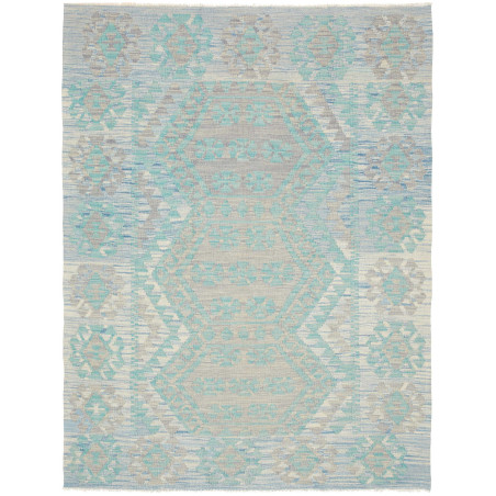 Tappeto Kilim Afghanistan Geometrico Azzurro Acquamarina 134