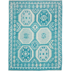 Tappeto Kilim Afghanistan Astratto Turchese Azzurro 159x203