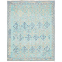 Tappeto Kilim Afghanistan Astratto Blu Azzurro 155x197 Cm
