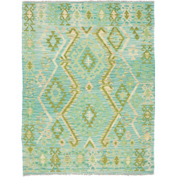 Tappeto Kilim Afghanistan Geometrico Turchese Verde 137x178