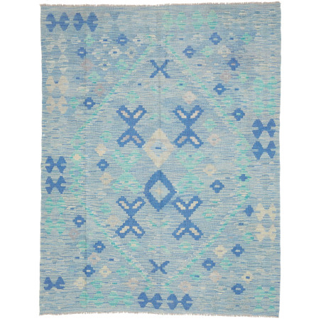 Tappeto Kilim Afghanistan Geometrico Azzurro Blu 154x198 Cm