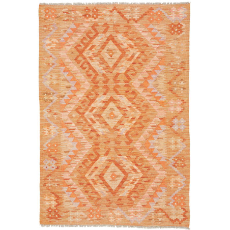 Tappeto Kilim Afghanistan Geometrico Arancio Beige 101x148 C