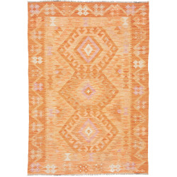 Tappeto Kilim Afghanistan Geometrico Arancio Crema 104x150 C