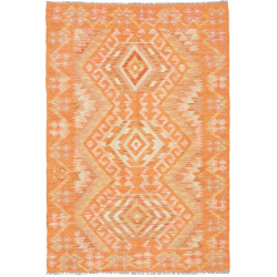 Tappeto Kilim Afghanistan Geometrico Arancio Crema 104x150 C