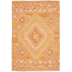 Tappeto Kilim Afghanistan Geometrico Arancione Rosa 103x145