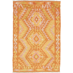 Tappeto Kilim Afghanistan Geometrico Arancio Giallo 99x147 C