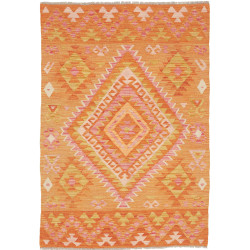 Tappeto Kilim Afghanistan Geometrico Arancio Rosa 100x147 Cm