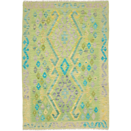 Tappeto Kilim Afghanistan Geometrico Verde Blu 102x150 Cm