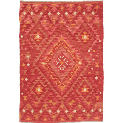 Tappeto Kilim Afghanistan Astratto Rosso Arancio Beige 102x1