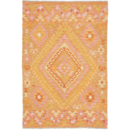 Tappeto Kilim Afghanistan Geometrico Arancione Rosa 104x156