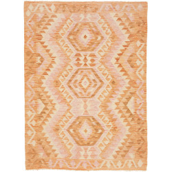 Tappeto Kilim Afghanistan Geometrico Arancio Rosa 105x144 Cm