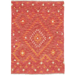 Tappeto Kilim Afghanistan Geometrico Corallo Arancio 106x144
