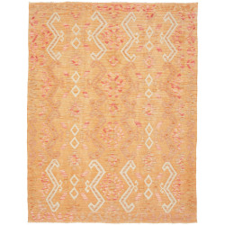 Tappeto Kilim Afghanistan Geometrico Arancio Pesca Rosa 155x
