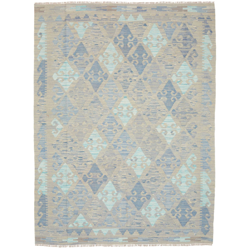 Tappeto Kilim Afghanistan Astratto Beige Blu 150x196 Cm