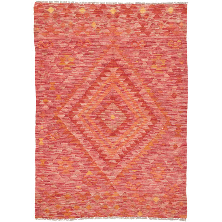 Tappeto Kilim Afghanistan Geometrico Rosso Arancione 106x150