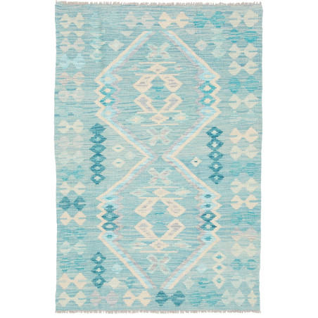 Tappeto Kilim Afghanistan Geometrico Azzurro Crema 100x153 C